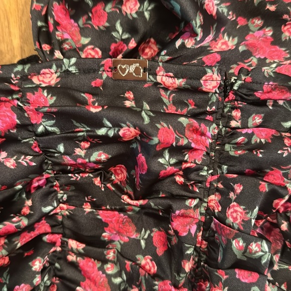 For Love and Lemons Floral Print Puff Sleeve Bustier Mini Dress Size Large - Picture 12 of 14